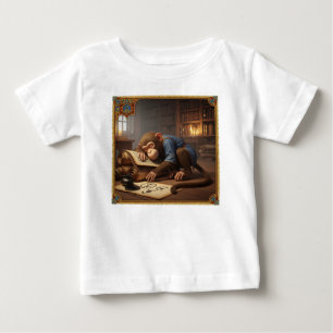 Camiseta De Bebé Chimpancé Erudito Durmiendo sobre Pergaminos Antig
