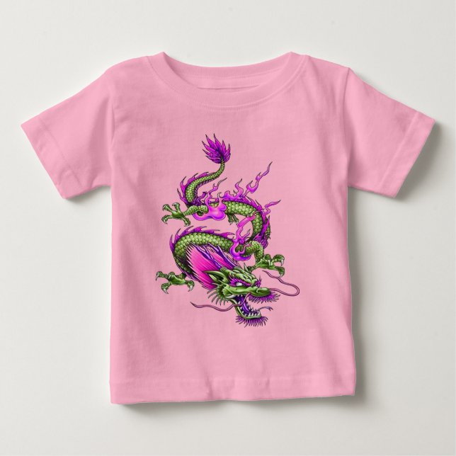 Camiseta De Bebé Chinese Horned Dragon Mythical Flood Making (Anverso)