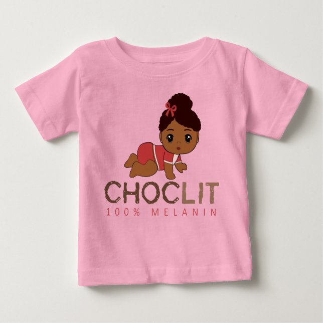 Camiseta De Bebé Choclit: 100% Melanin Baby Girl (Anverso)