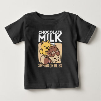 Camiseta De Bebé Chocolate Milk Sipping on Bliss – Kawaii Cat Food