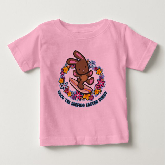 Camiseta De Bebé Chocolate Surfing Easter Bunny Infantil Tees (Anverso)