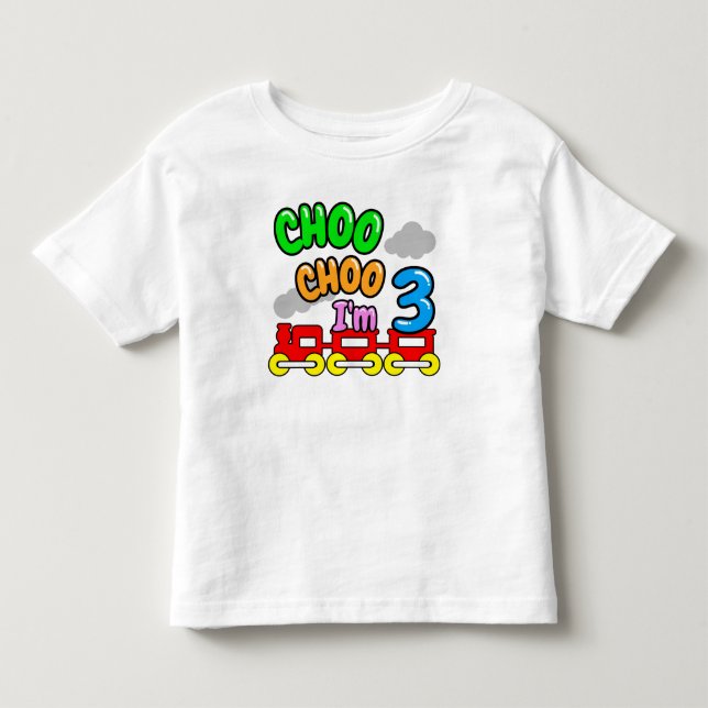 Camiseta De Bebé Choo Choo I'm 3 Shirt,Funny 3nd Birthday  (Anverso)