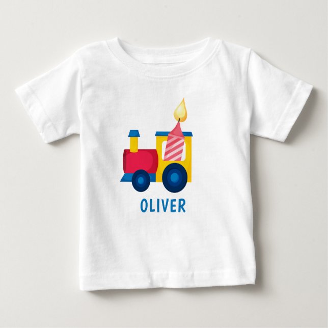 Camiseta De Bebé Choo Choo personalizado Soy 1 tema del tren Cumple (Anverso)