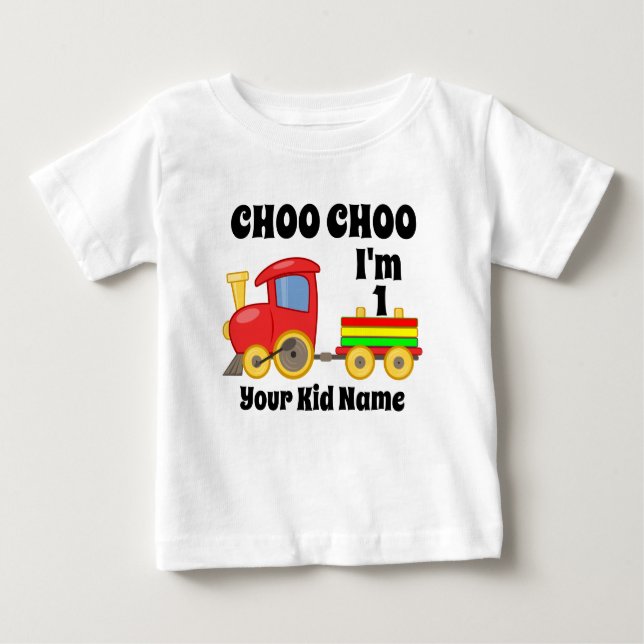Camiseta De Bebé Choo Choo Tengo un año de edad de tren niños regal (Anverso)