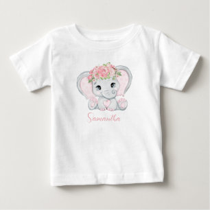 Camiseta De Bebé Chorro de bebé elefante rosa personalizado para ni