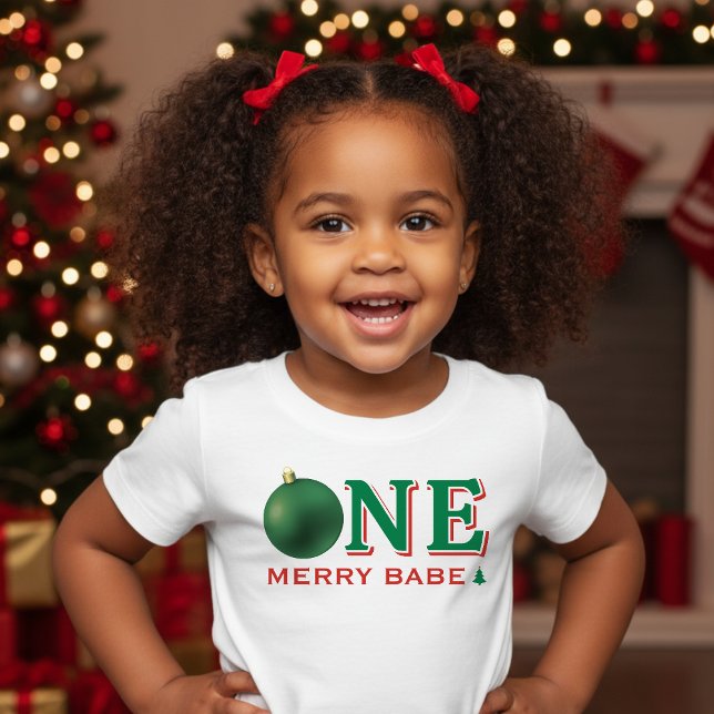 Camiseta De Bebé Christmas 1st Birthday Party Festive Red & Green (Christmas 1st Birthday Party Festive Red & Green Baby T-Shirt
)