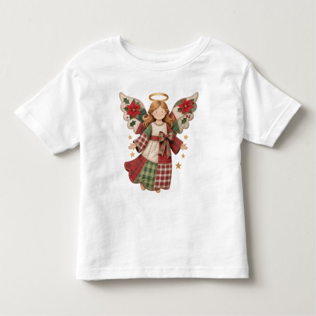 Camiseta De Bebé Christmas Angel with Golden Stars (Anverso)