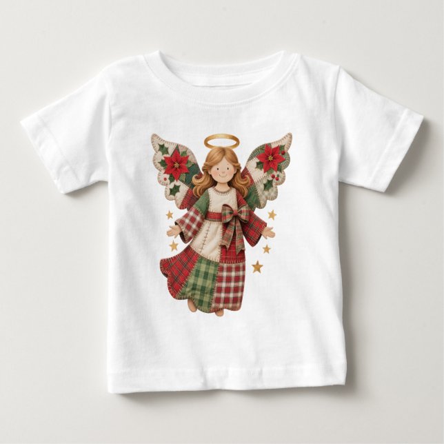 Camiseta De Bebé Christmas Angel with Golden Stars (Anverso)