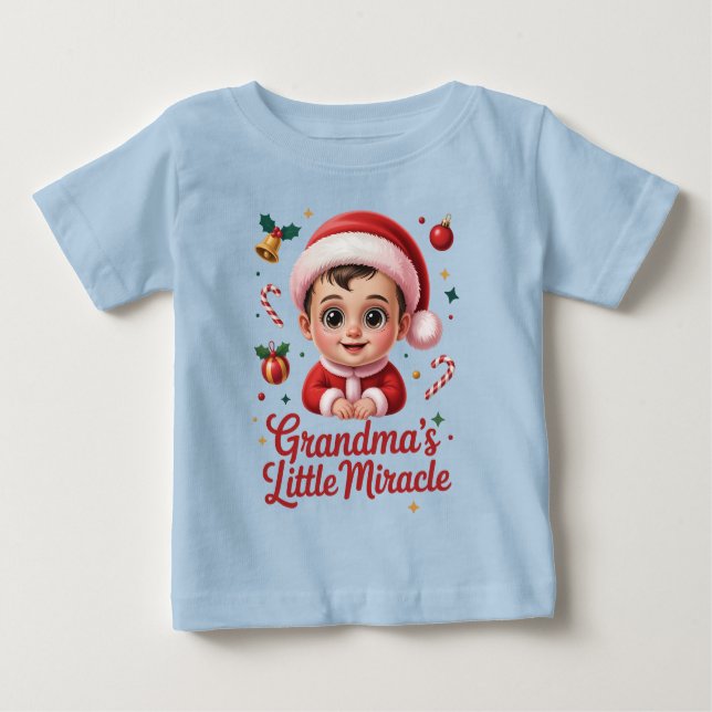 Camiseta De Bebé Christmas Gifts for Grandkids – Grandma’s Miracle (Anverso)