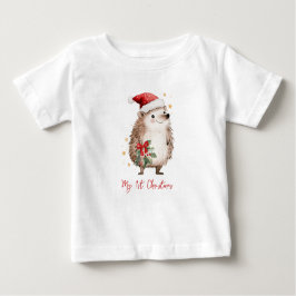 Camiseta De Bebé Christmas Hedgehog in Santa Hat 