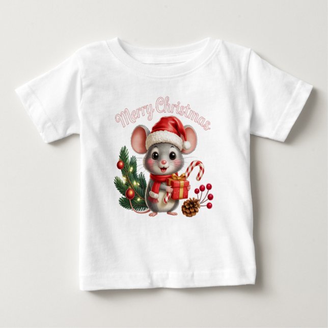 Camiseta De Bebé Christmas Mouse T Shirt (Anverso)