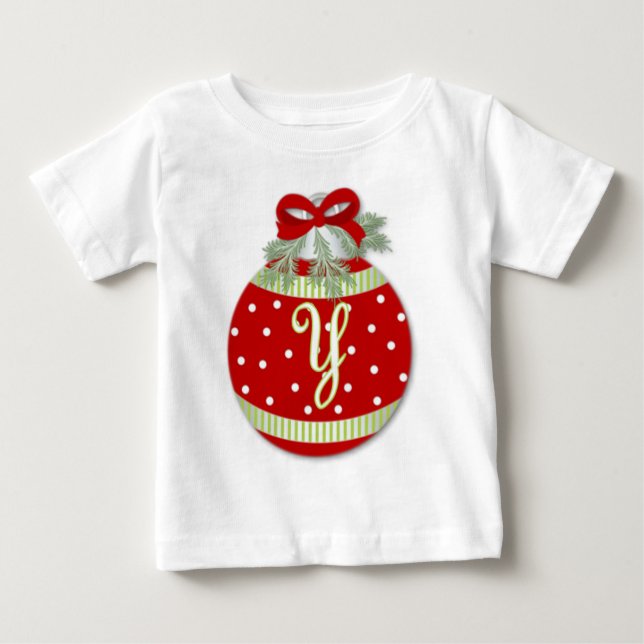 CAMISETA DE BEBÉ CHRISTMAS ORNAMENT INITIAL Y (Anverso)