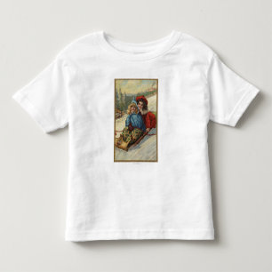 Camiseta De Bebé ChristmasTwo Little Girls Sledding