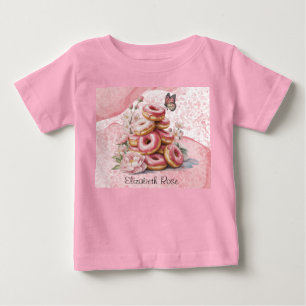 Camiseta De Bebé Chupitos rosados y Baby Shower de niña con maripos