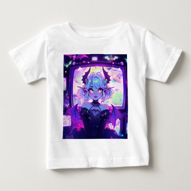 Camiseta De Bebé Ciberpunk gótico Demon Fantasy Anime Chica (Anverso)