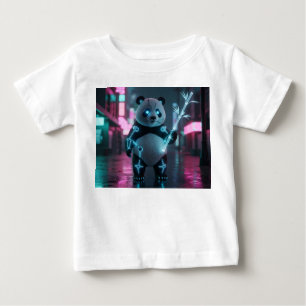 Camiseta De Bebé Ciborg Panda Cyberpunk en Neo-Tokyo Futurista