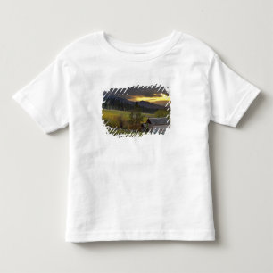 Camiseta De Bebé Cielo al atardecer sobre viñedos y cabaña de tronc