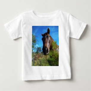 Camiseta De Bebé Cielo azul de caballo marrón y crema