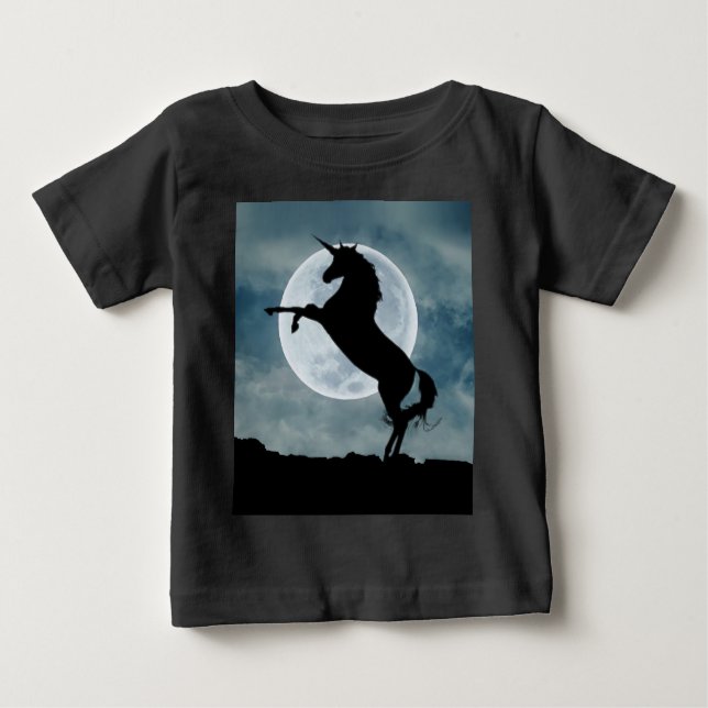 Camiseta De Bebé Cielo nocturno de la silueta de unicornio, ZKOA (Anverso)