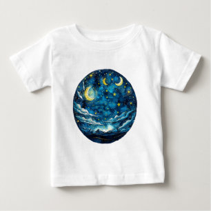 Camiseta De Bebé Cielo Nocturno Estrellado con Lunas – Niños Celest