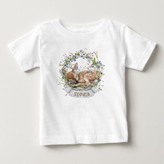 Camiseta De Bebé Cierva Durmiente Lindo Primavera (Anverso)