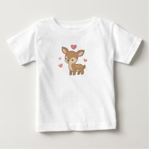 Camiseta De Bebé Ciervo Bebé Adorable Corazones Rosados Cottagecore