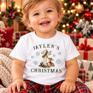Camiseta De Bebé Ciervo Bebé Personalizado Primera Navidad del Bebé