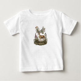 Camiseta De Bebé Ciervo con Flor Silvestre