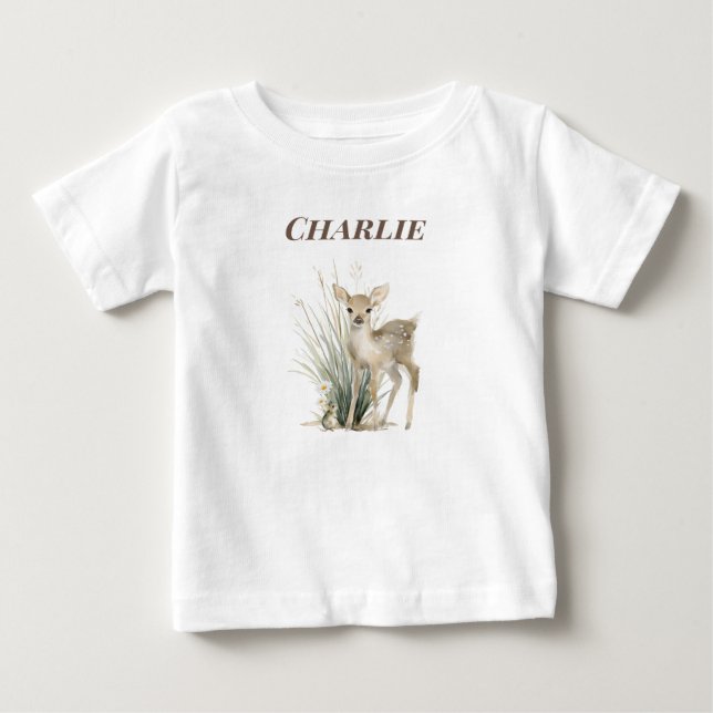 Camiseta De Bebé Ciervo del bosque personalizado para bebé (Anverso)