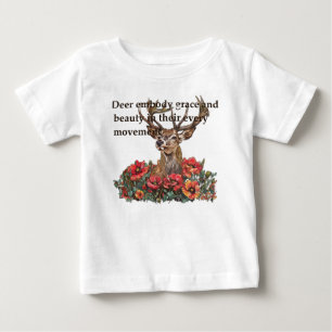 Camiseta De Bebé Ciervo Elegante Flor de Amapolas Cita Niños