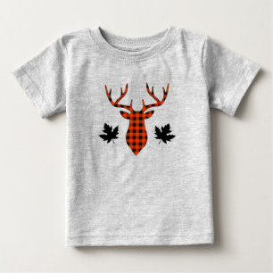 Camiseta De Bebé Ciervo rojo de cuadros de búfalo hoja de arce