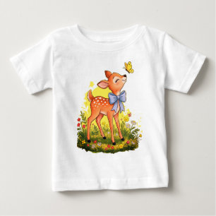 Camiseta De Bebé ciervo y su amigo mariposa