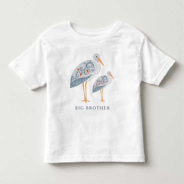 Camiseta De Bebé Cigüeña de Arte Popular Caprichoso | Hermano Mayor (Anverso)