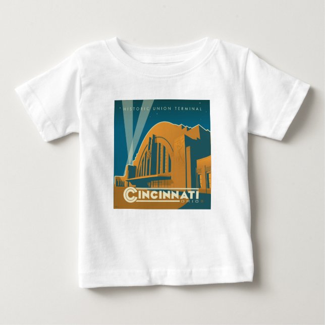 Camiseta De Bebé Cincinnati, Ohio | Terminal de la Unión histórica (Anverso)