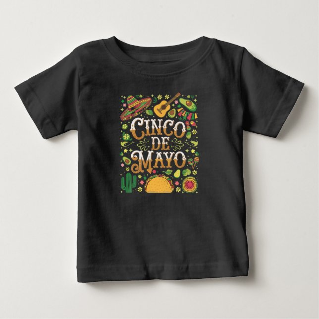 Camiseta De Bebé Cinco de Mayo Fiesta Cute Elementos Fiestas (Anverso)