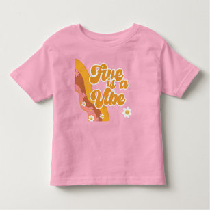 Camiseta De Bebé Cinco es un cumpleaños de vida, groovy retro