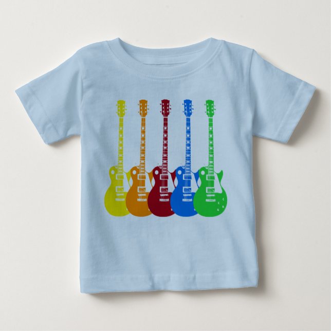 Camiseta De Bebé Cinco Guitars eléctricos coloridos  (Anverso)