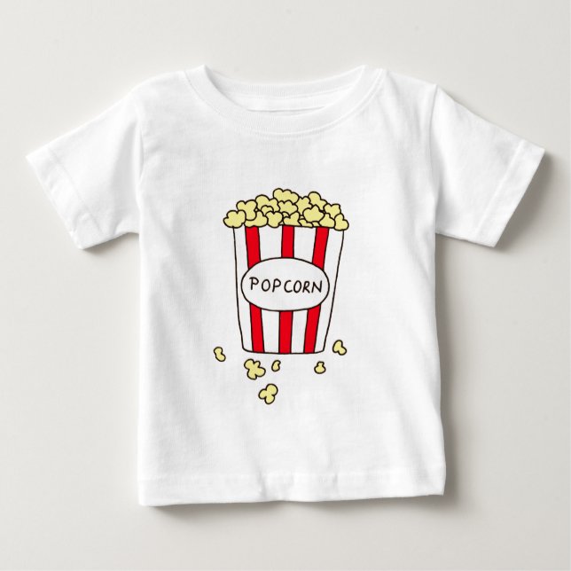 Camiseta De Bebé Cine divertido palomitas de maíz en cubo blanco ro (Anverso)
