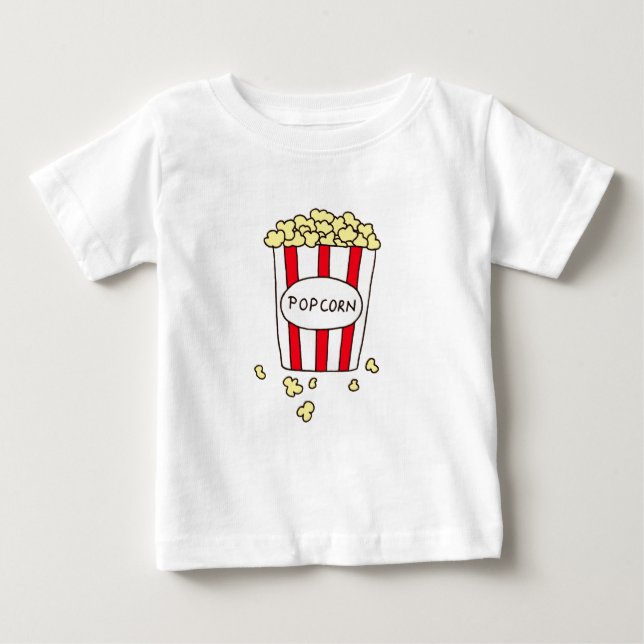 Camiseta De Bebé Cine divertido palomitas de maíz en cubo blanco ro (Anverso)