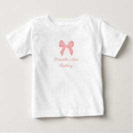 Camiseta De Bebé Cinta de Cuadros Rosa Cumpleaños Lazo Rosa