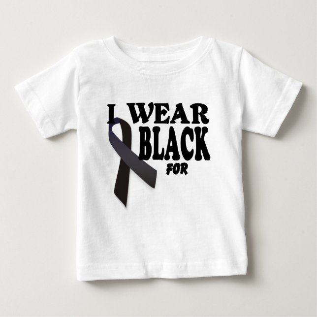 Camiseta De Bebé Cinta de la conciencia del melanoma llevo el negro (Anverso)