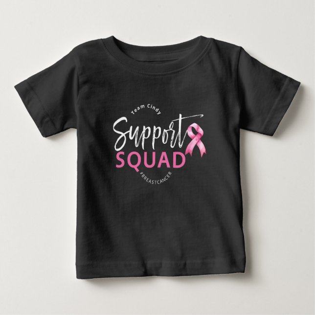 Camiseta De Bebé Cinta rosa de Cáncer de Mama Escuadrón de Apoyo (Anverso)