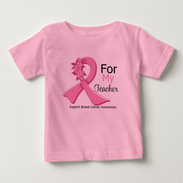 Camiseta De Bebé Cinta Rosa Para Mi Profesor - Cáncer De Mama (Anverso)