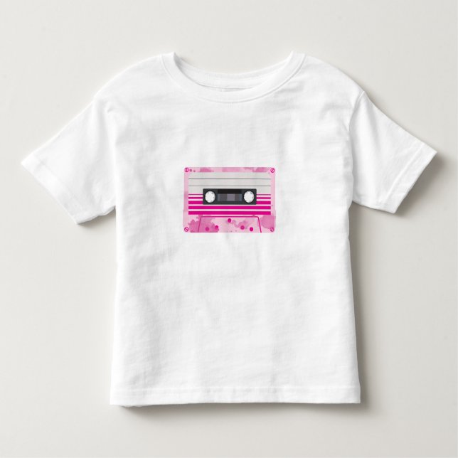 Camiseta De Bebé Cinta rosada de cassette con chispas rosadas (Anverso)