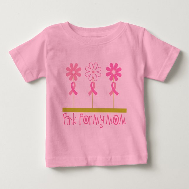 Camiseta De Bebé Cinta rosada para mi mamá (Anverso)
