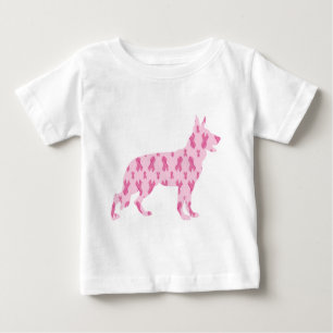 Camiseta De Bebé Cintas de cáncer rosado de pastor alemanas