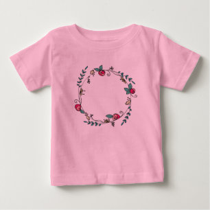 Camiseta De Bebé Círculo de capullos de rosa en el tutú rosado