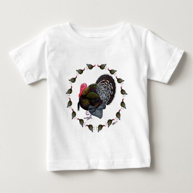Camiseta De Bebé Círculo de Pavos (Anverso)