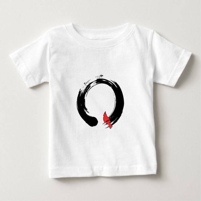 Camiseta De Bebé Círculo Enso con Cardenal Rojo (Anverso)