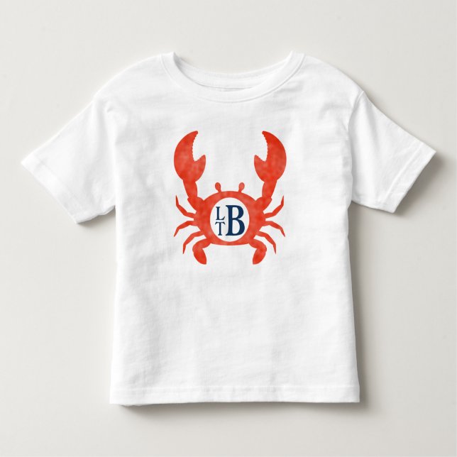 Camiseta De Bebé Círculo monograma de cangrejo acuarela para niños  (Anverso)